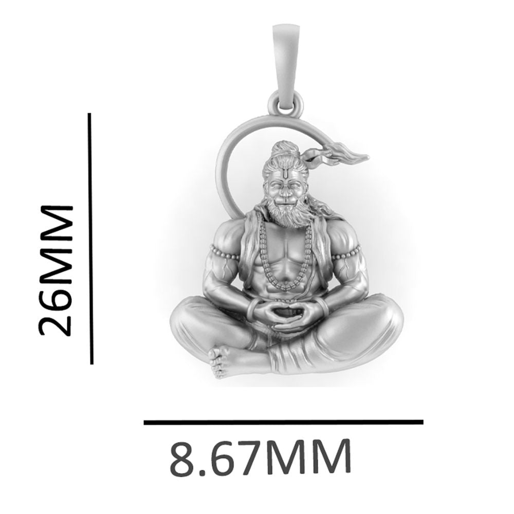 Sterling Silver (92.5% purity) God Hanuman (Big Size) Pendant for Men Pure Silver Lord Bajrang Bali (Big Size) Locket for Good Health & Wealth