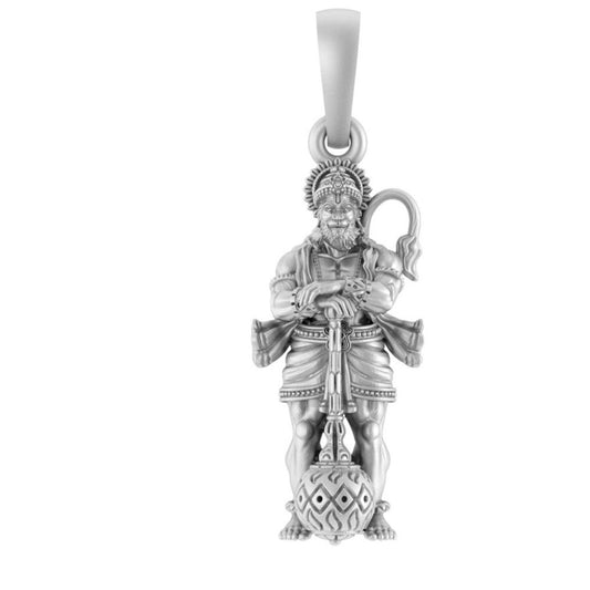 Sterling Silver (92.5% purity) God Hanuman Pendant for Men & Women Pure Silver Lord Bajrang Bali Locket for Good Health & Wealth
