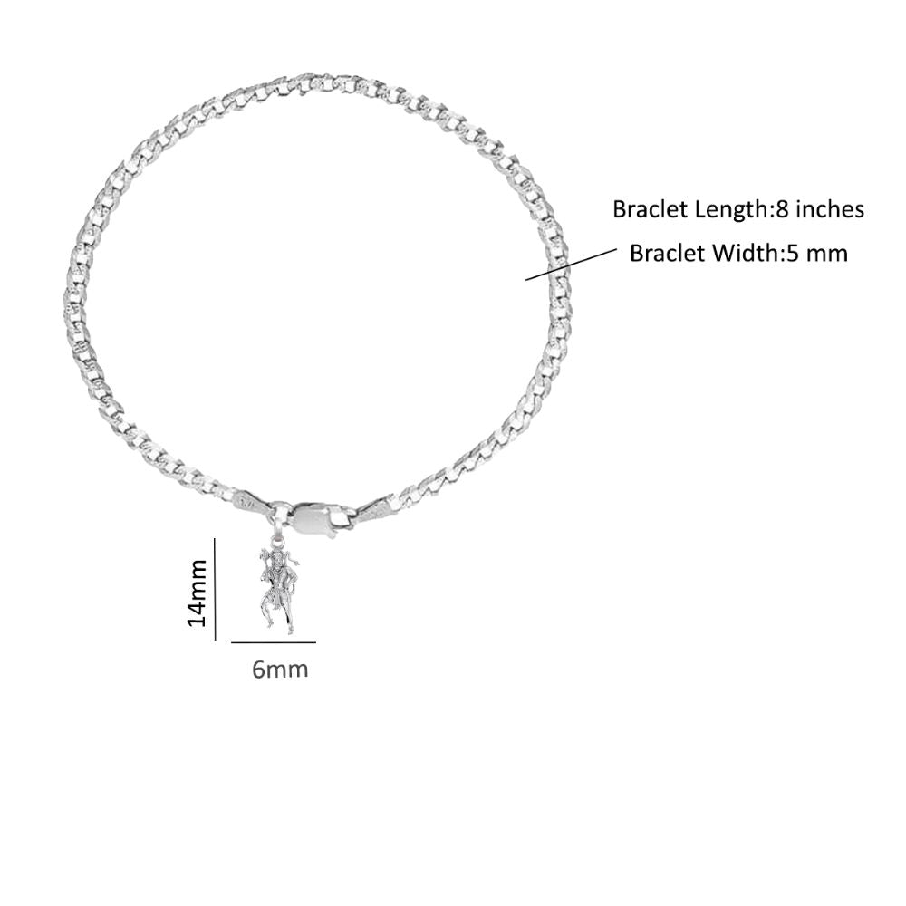 92.5% pure Sterling Silver Curb Designer Bracelet with Charm Hanuman/Bajrang Bali for Men & Boys