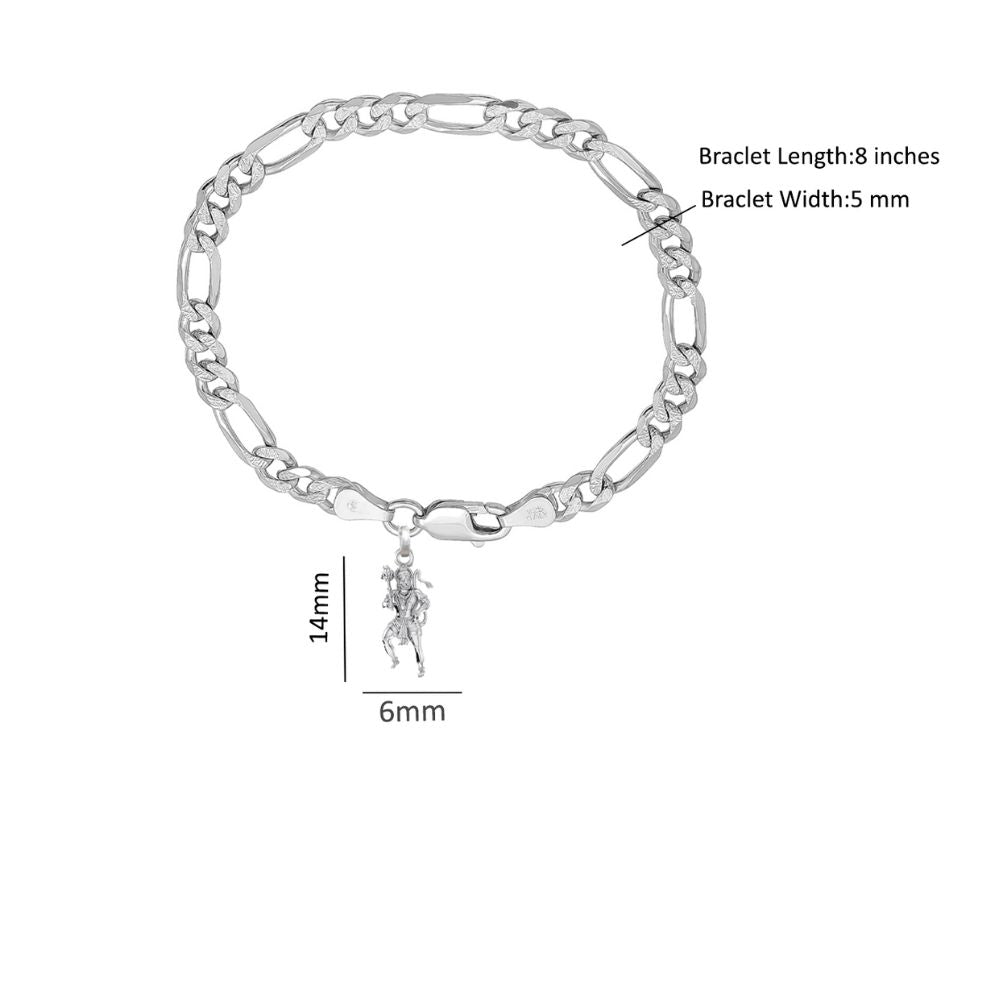 92.5% pure Sterling Silver Figaro Designer Bracelet with Charm Hanuman/Bajrang Bali for Men
