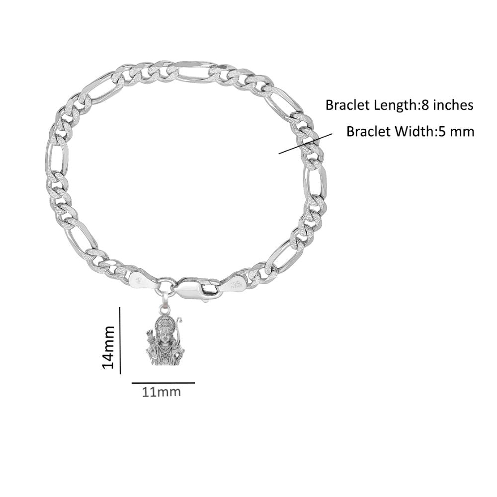Akshat Sapphire 92.5% pure Sterling Silver Figaro Designer Bracelet with Charm Ram for Men & Boys