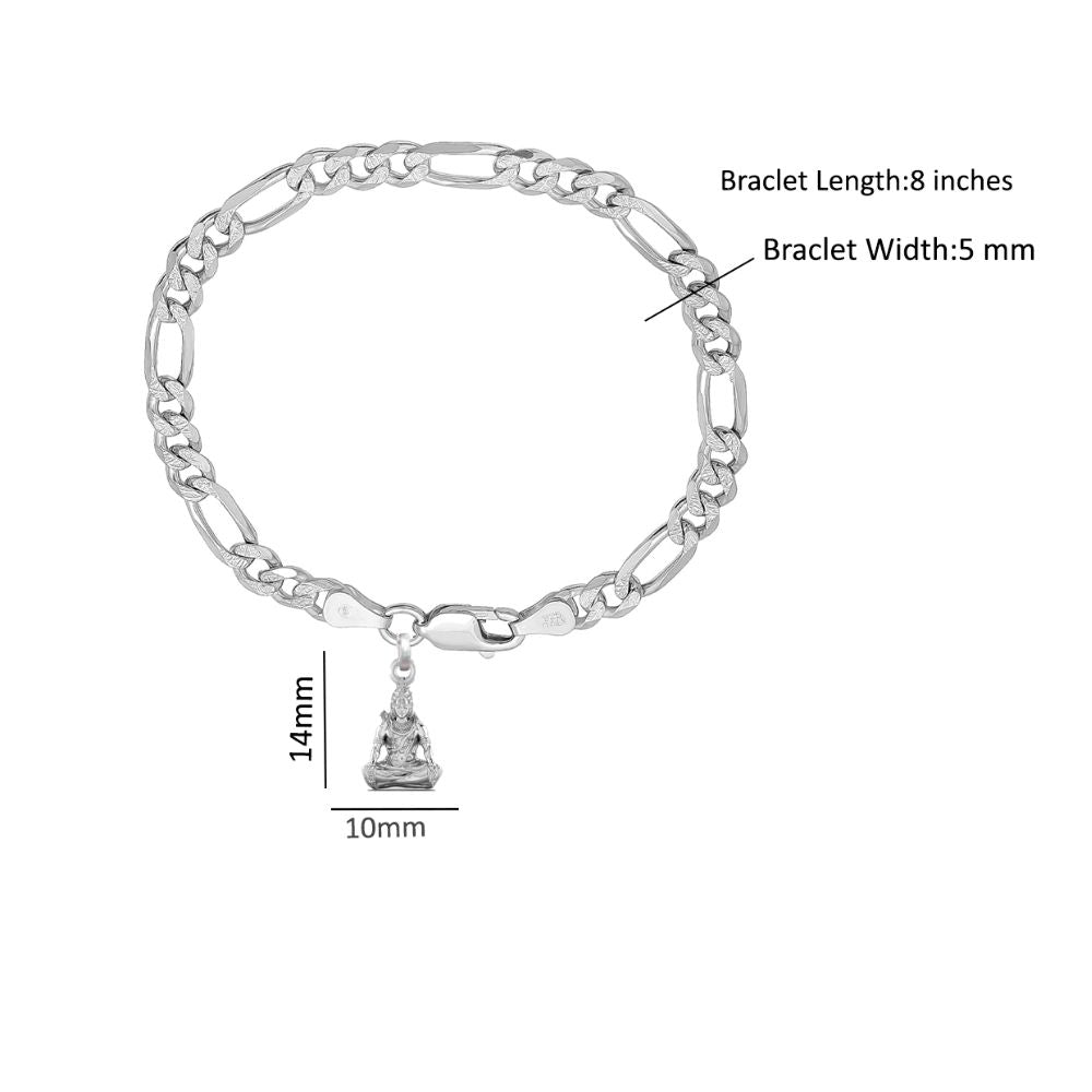 92.5% pure Sterling Silver Figaro Designer Bracelet with Charm Shiva for Men & Boys
