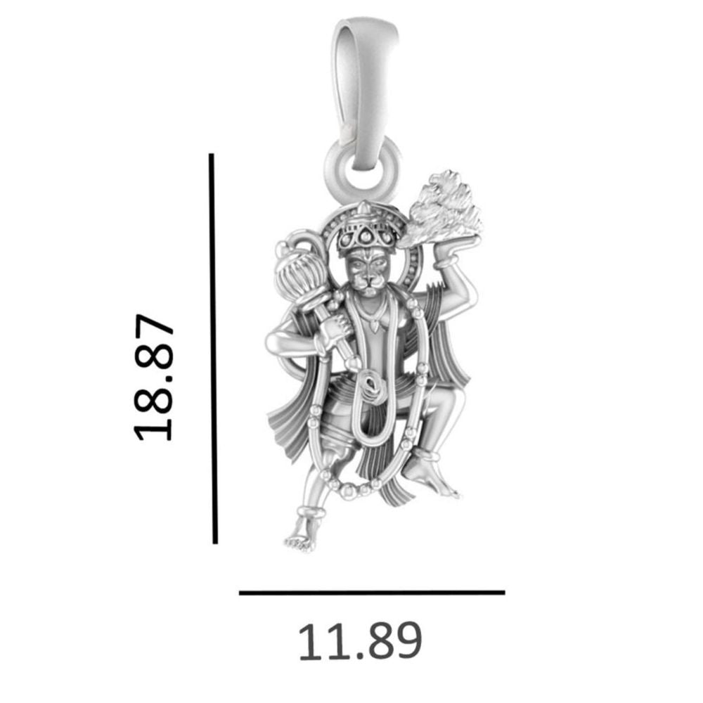 God Hanuman Chain Pendant (Pendant with Anchor Chain- 22 inches) for Men & Women Pure Silver Lord bajrang bali Chain Locket for Good Health & Wealth