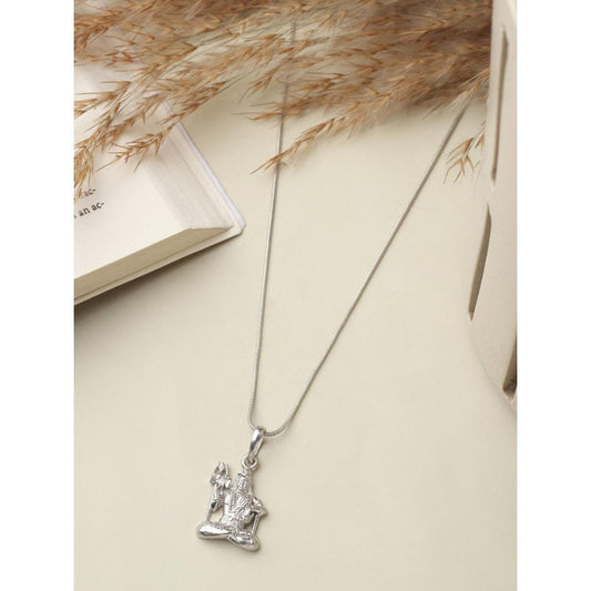 Sterling Silver 92.5 God Shiva Chain Pendant with Rope Chain 22 Inches for Men by Akshat Sapphire MPSR7107