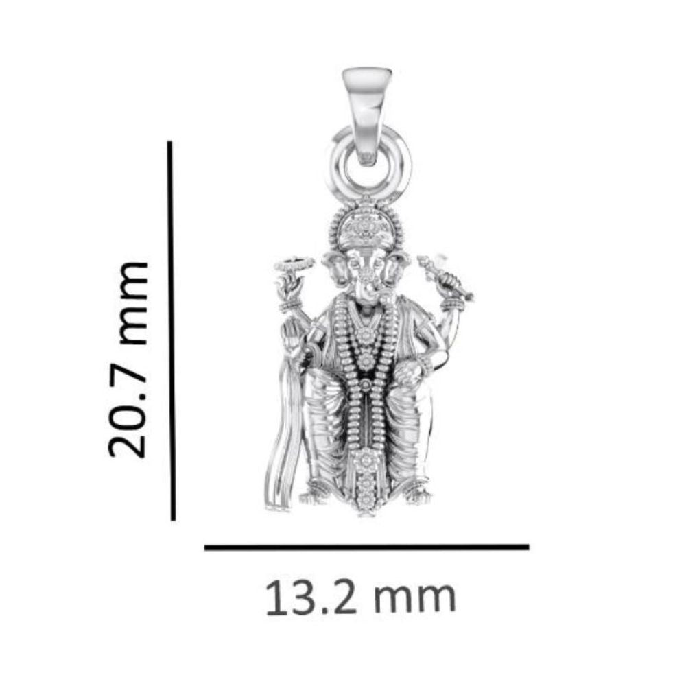 Sterling Silver (92.5% Purity) Pure Silver God Ganesha Chain Pendant (Locket with Snake Chain) for Men & Women