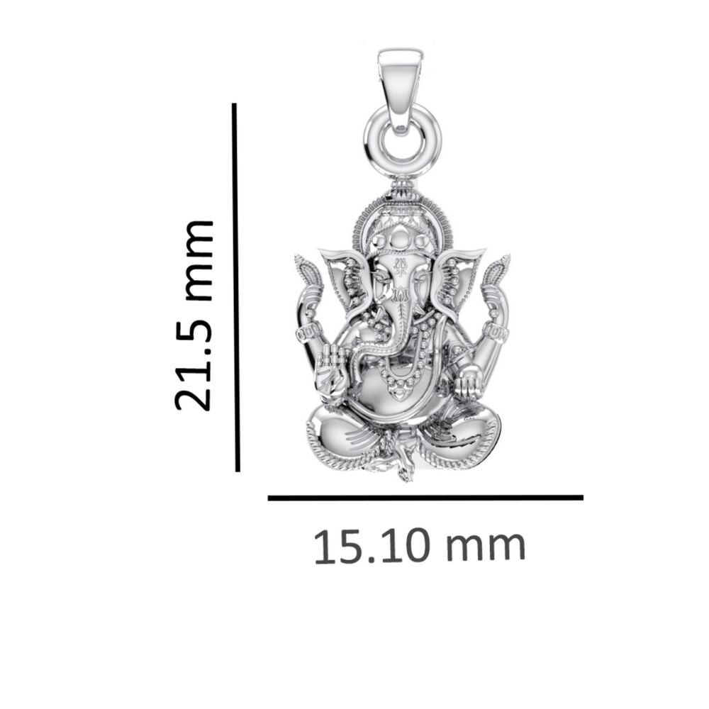 Sterling Silver (92.5% Purity) Pure Silver God Ganesha Chain Pendant (Locket with Anchor Chain-22 inches) for Men & Women