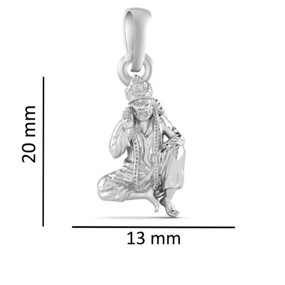 Sterling Silver (92.5% Purity) Pure Silver God Shree Sai Baba chain Pendant (Locket with Anchor Chain-22 inches) for Men & Women