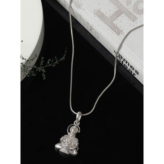 God Hanuman Chain Pendant (Pendant with Anchor Chain- 22 inches) for Men & Women Pure Silver Lord bajrang bali Chain Locket for Good Health & Wealth