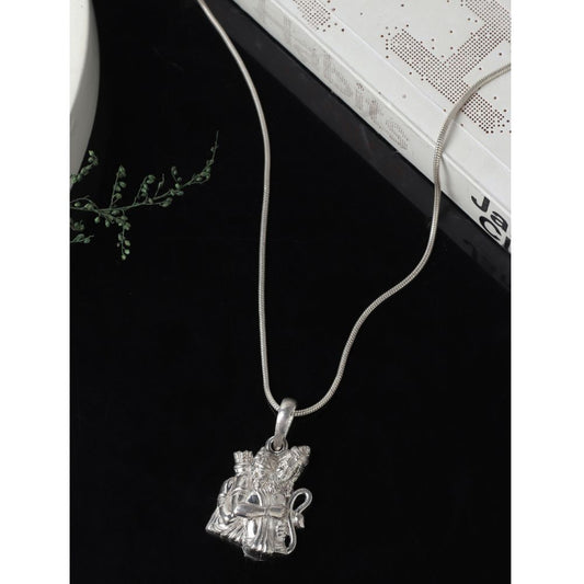 God Hanuman Chain Pendant (Pendant with Anchor Chain- 22 inches) for Men & Women Pure Silver Lord bajrang bali Chain Locket for Good Health & Wealth