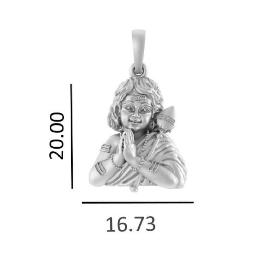 God Kartikeya Pure Silver 92.5% purity Chain pendant by Murugan Pendant (Pendant with Snake Chain-18 inches)