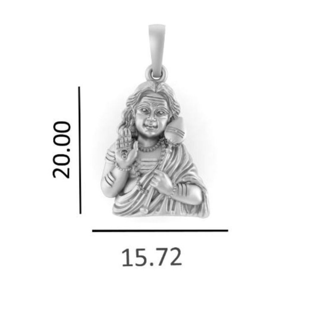 God Kartikeya Pure Silver 92.5% purity Chain pendant by Murugan Pendant (Pendant with Snake Chain-18 inches)