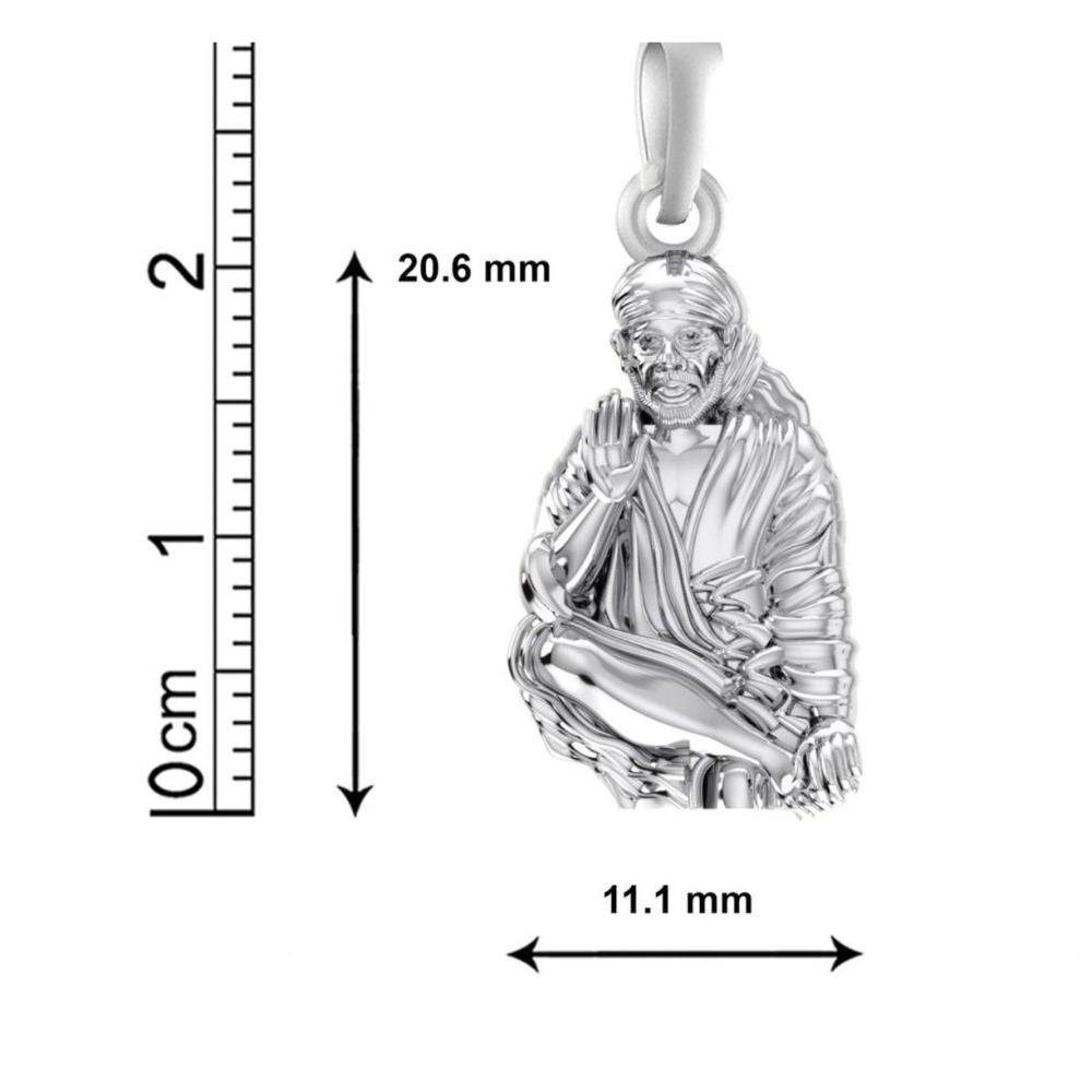 AKSHAT SAPPHIRE Sterling Silver (Silver with 92.5% purity) God Shree Sai Baba chain Pendant (Pendant with Box Chain-22 inches) for Men & Women Pure Sterling Silver Lord Sai Baba chain Locket For Good Wealth & Health