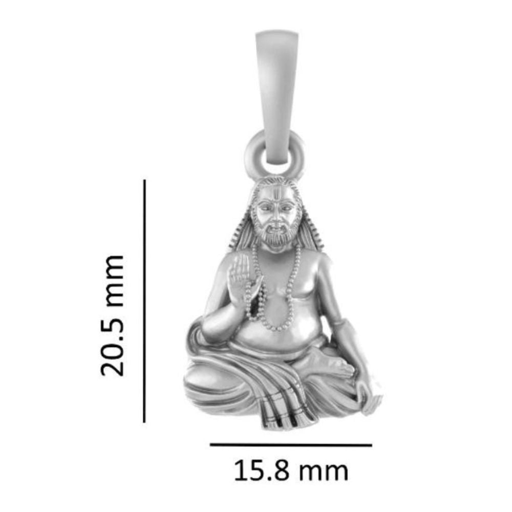 Akshat Sapphire Sterling Silver (92.5% purity) Spiritual Raghavendra Swamy (Pendant with Box Chain-22 inches) for Men & Women Pure Silver religious Raghvendra Swami chain Locket for Good Health & Wealth