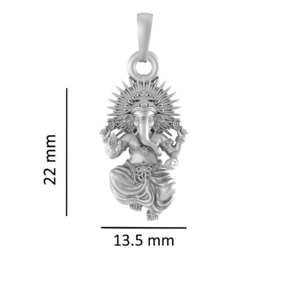 Sterling Silver (92.5% Purity) Pure Silver God Ganesha Chain Pendant (Locket with Rope Chain) for Men & Women