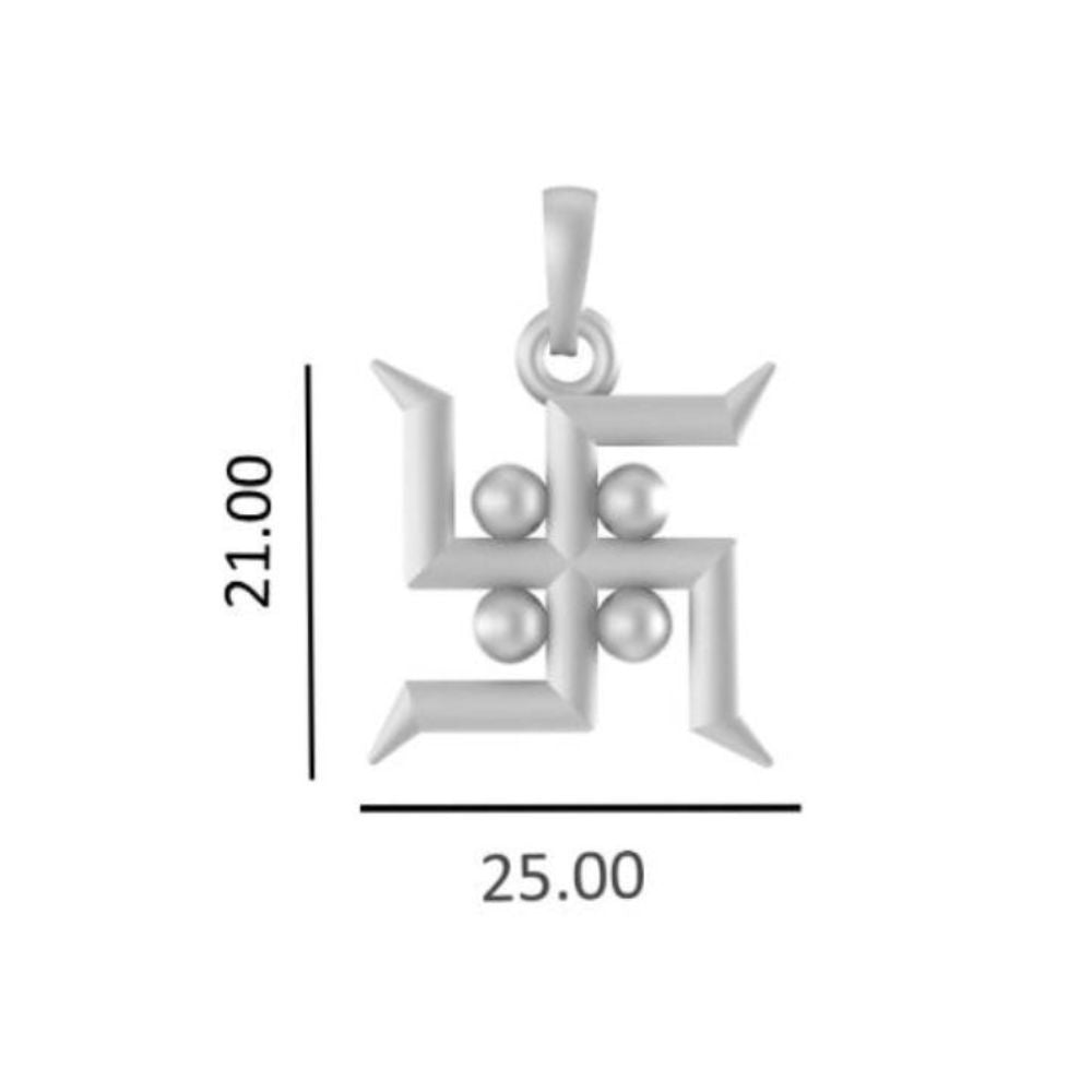 Sterling Silver (92.5% Purity) Pure Silver Spiritual Swastik Symbol Pendant for Men & Women