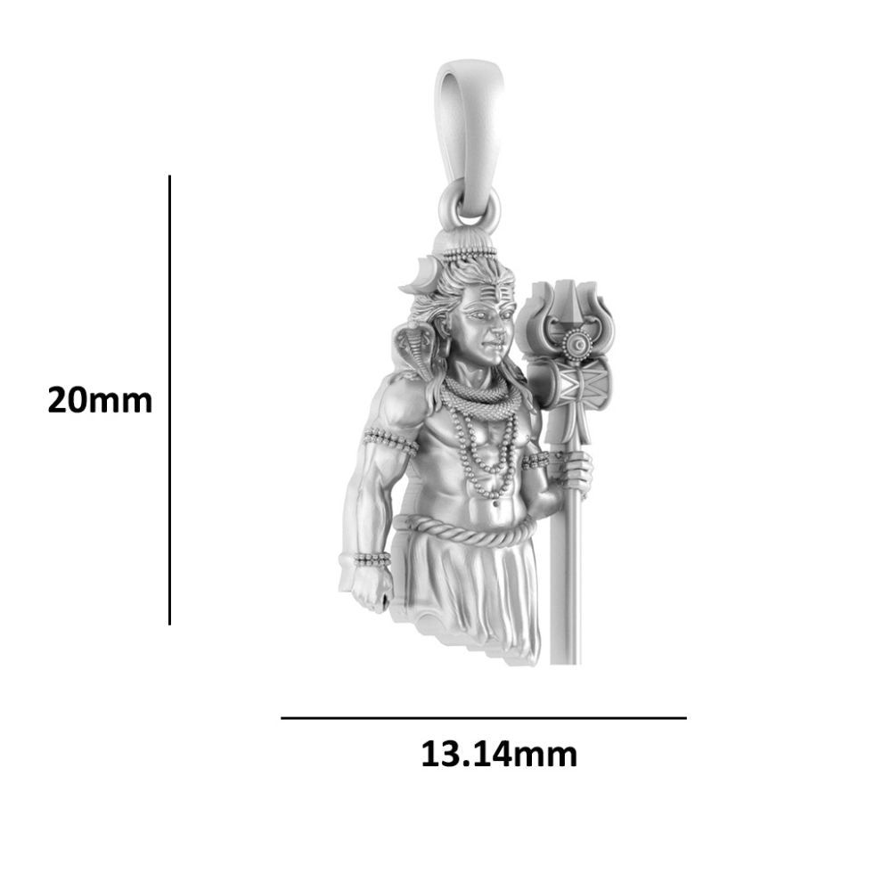God Shiva Pure Silver 92.5% purity Chain pendant by Shiva Pendant (Pendant with Curb Chain-22 inches)