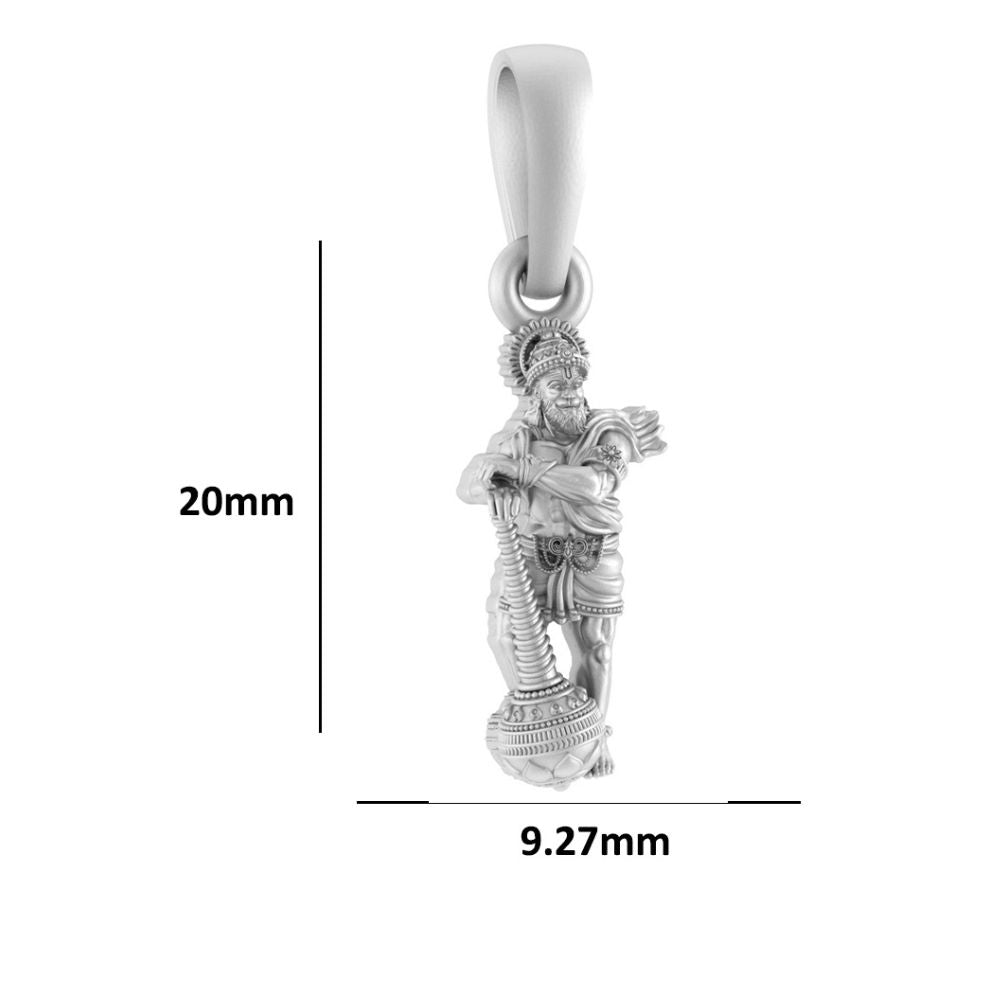 God Hanuman Chain Pendant (Pendant with Curb Chain- 22 inches) for Men & Women Pure Silver Lord bajrang bali Chain Locket for Good Health & Wealth
