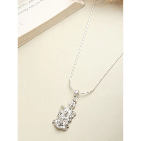 Sterling Silver 92.5 God Vishnu Laxmi Chain Pendant with Anchor Chain 18 Inches for women by Akshat Sapphire PSA7229