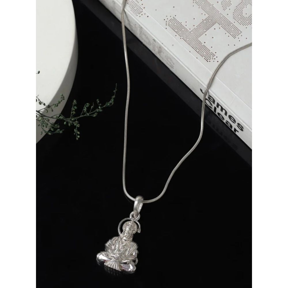 Sterling Silver (92.5% purity) God Hanuman Pendant for Men & Women Pure Silver Lord Bajrang Bali Locket for Good Health & Wealth