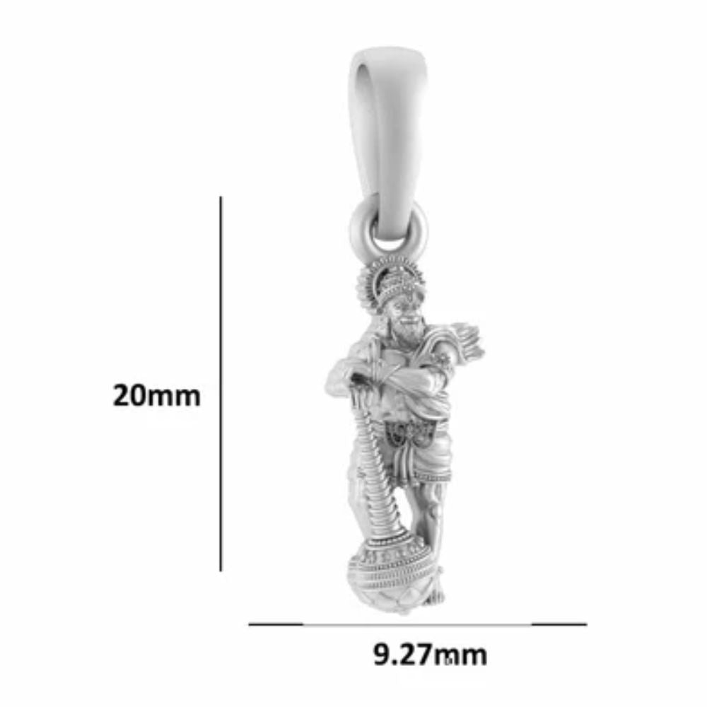 Sterling Silver (92.5% purity) God Hanuman Pendant for Men Pure Silver Lord Bajrang Bali Locket for Good Health & Wealth