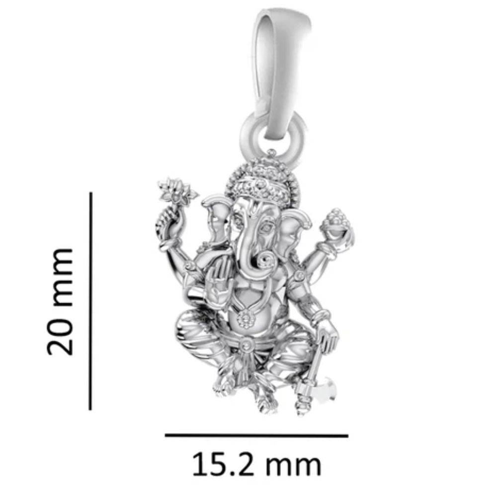 Sterling Silver (92.5% Purity) Pure Silver God Ganesha Chain Pendant (Locket with Snake Chain) for Men & Women