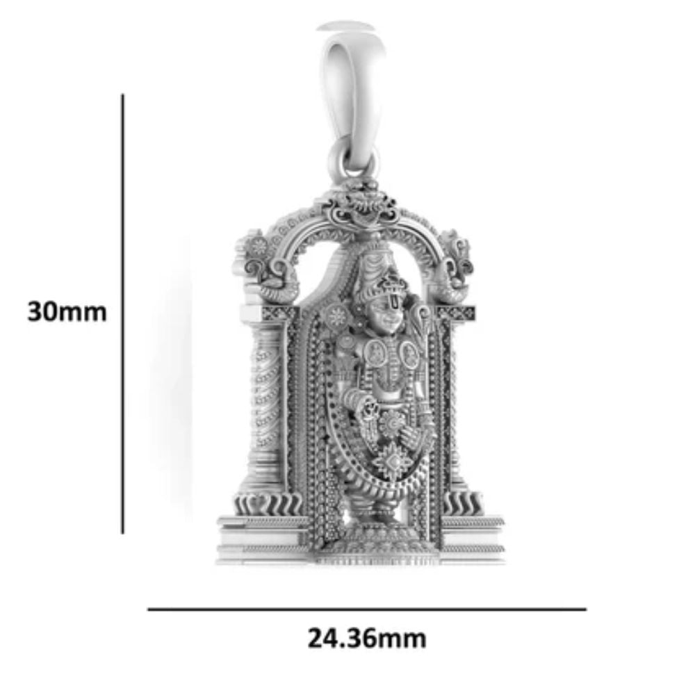 Sterling Silver (92.5% purity) God Balaji Pendant (Big Size) for Men & Women Pure Silver Lord Balaji Locket (Big Size) for Good Health & Wealth