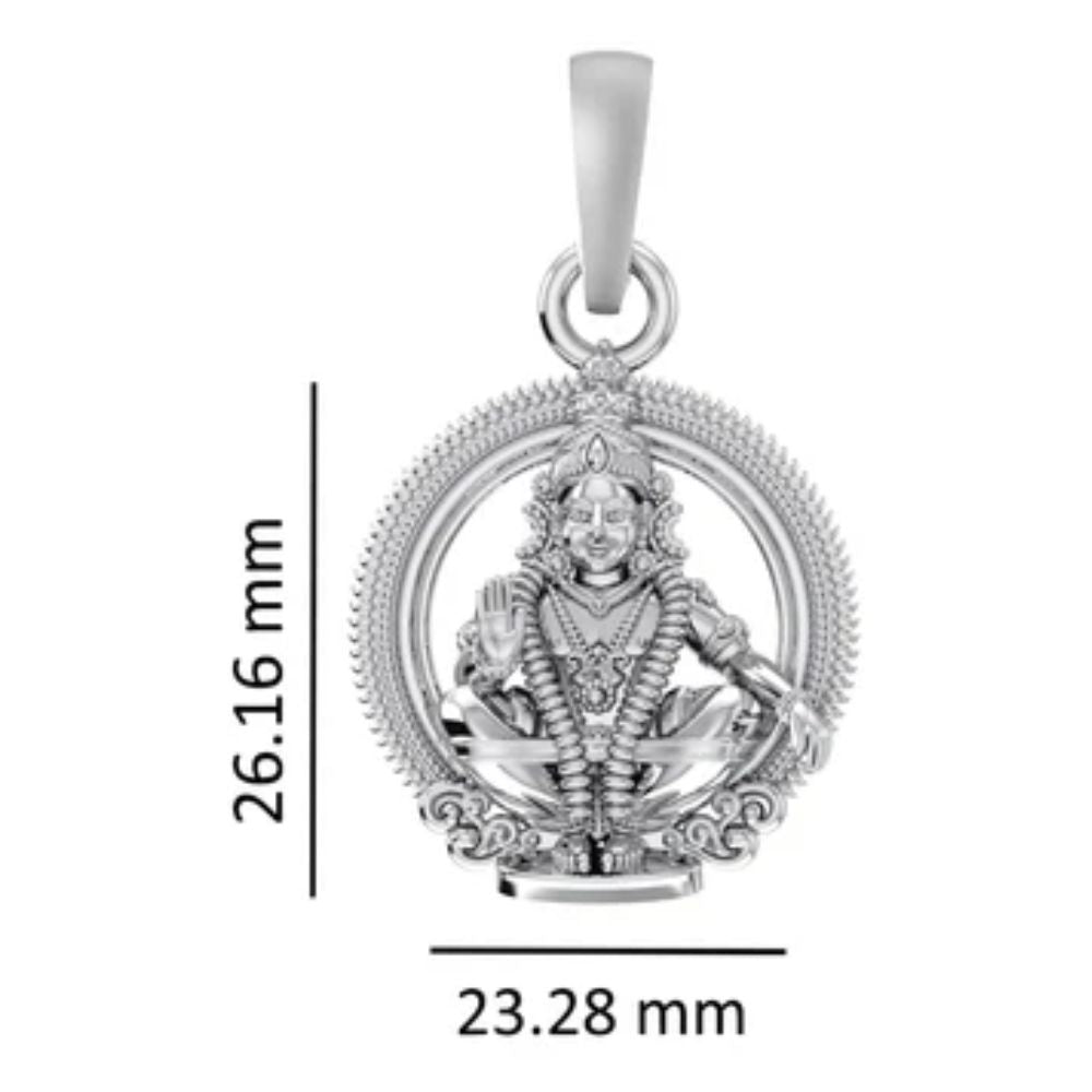 92.5% Pure Sterling Silver God Ayyappa (Big Size) Pendant for Men & Women