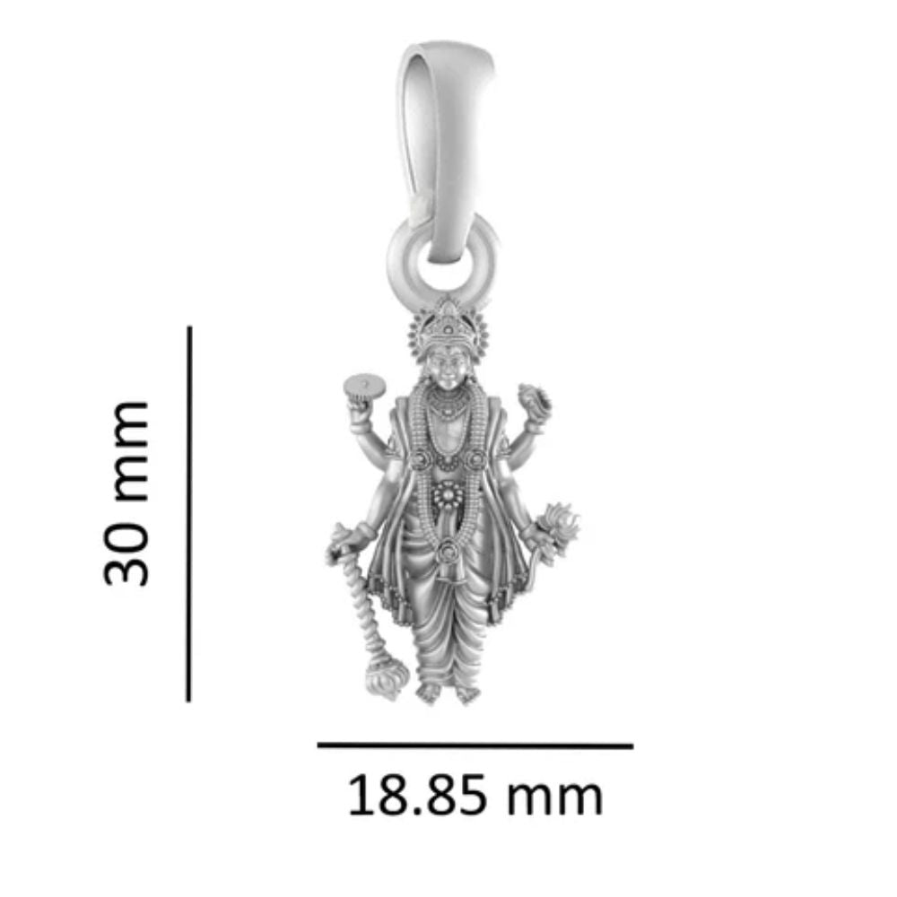 92.5% Pure Sterling Silver God Vishnu Pendant (Big Size) for Men & Women