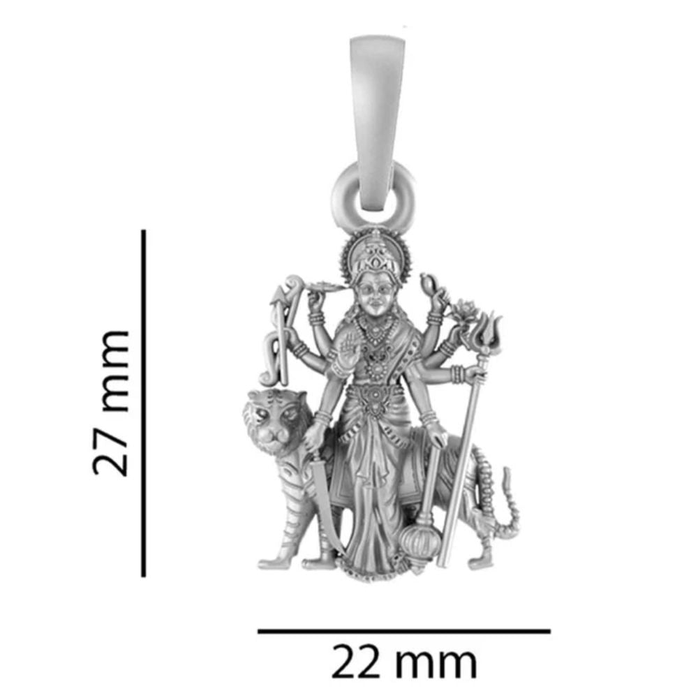92.5% Pure Sterling Silver Goddess Durga maa Pendant (Big Size) for Men & Women