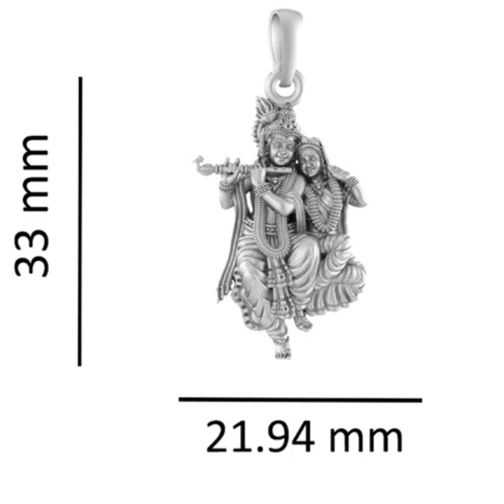 92.5% Pure Sterling Silver God Radha Krishna (Big Size) Pendant for Men & Women