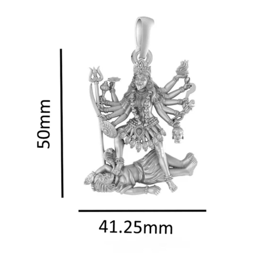 Sterling Silver (92.5% Purity) Pure Silver Goddess kali maa (Big Size-50 mm) Pendant for Men & Women