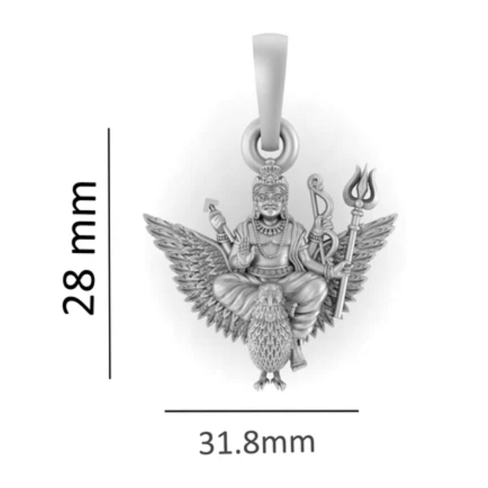 Sterling Silver (92.5% purity) God Shani Dev Pendant (Big Size) for Men & Women Pure Silver Lord Shani Dev Locket (Big Size) for Good Health & Wealth