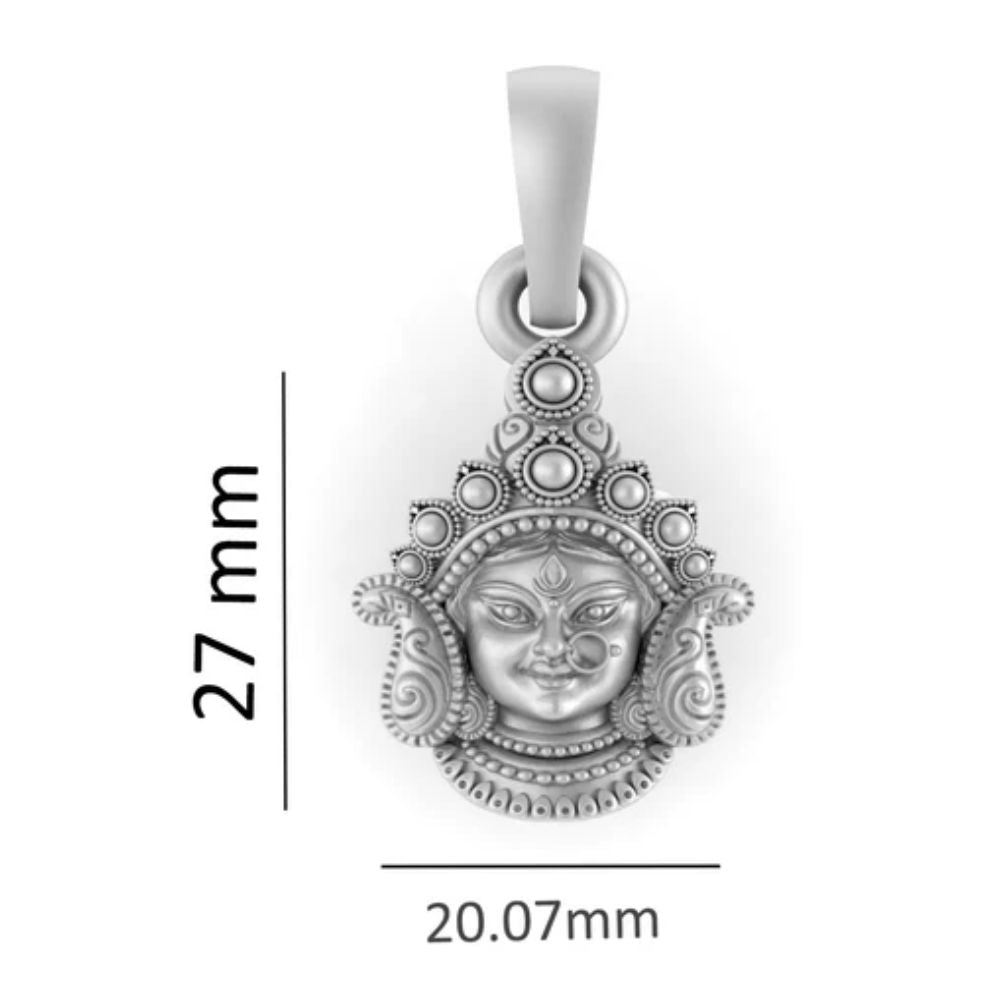 Sterling Silver (92.5% Purity) Pure Silver Goddess Durga maa Pendant (Big Size) for Men & Women