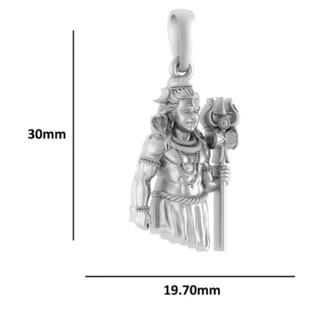 Sterling Silver (92.5% purity) God Shiva Pendant (Big Size) for Men & Women Pure Silver Lord Shiv ji Locket (Big Size) for Good Health & Wealth