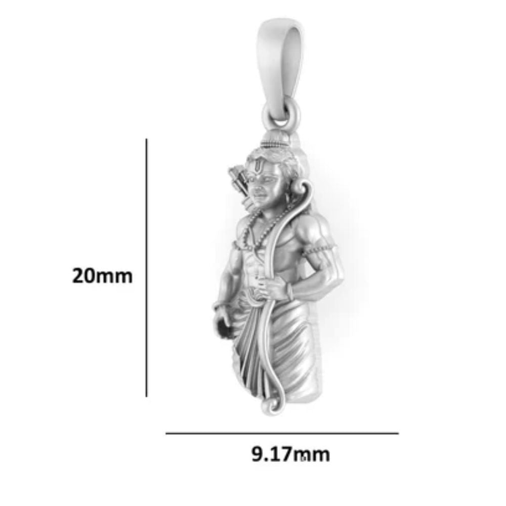 Sterling Silver (92.5% Purity) Pure Silver God Ram Ji chain Pendant (Locket with Snake Chain-18 inches) for Women