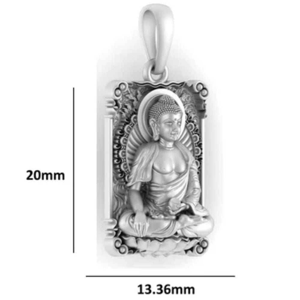Sterling Silver (92.5% Purity) Pure Silver Spiritual God Gautam Buddha Chain Pendant (Locket with Snake Chain-18 inches) for Women