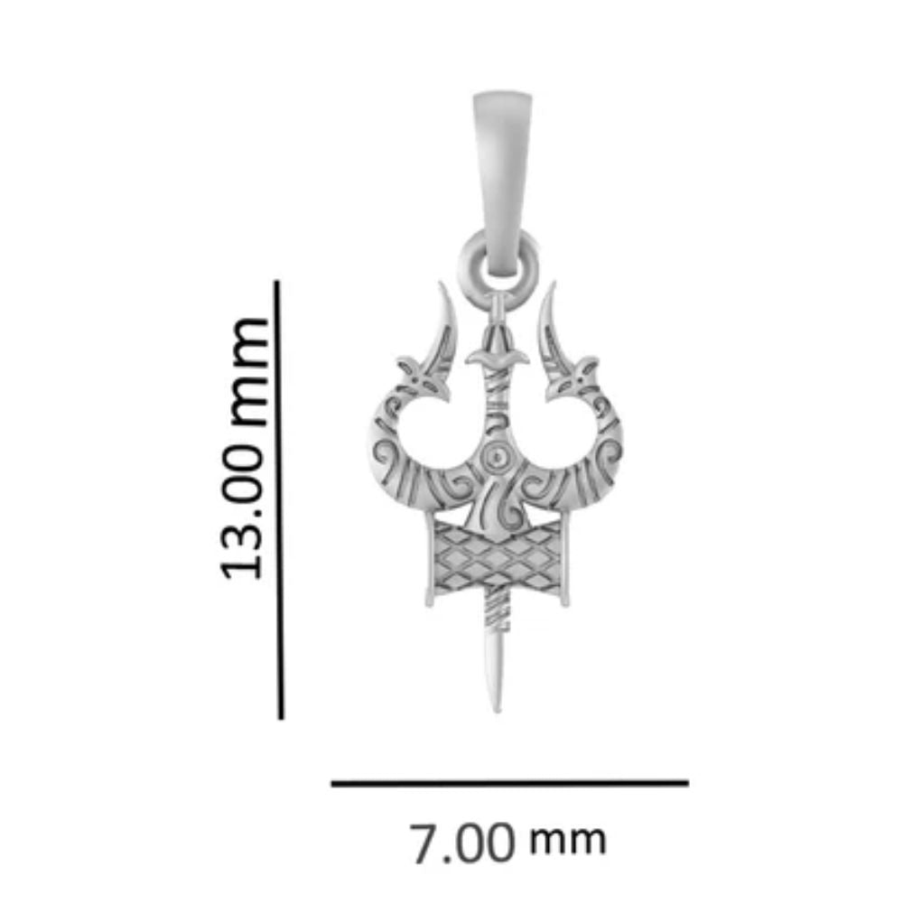 92.5% Pure Sterling Silver Spiritual Shiva Trishul Pendant for Kids & Woman