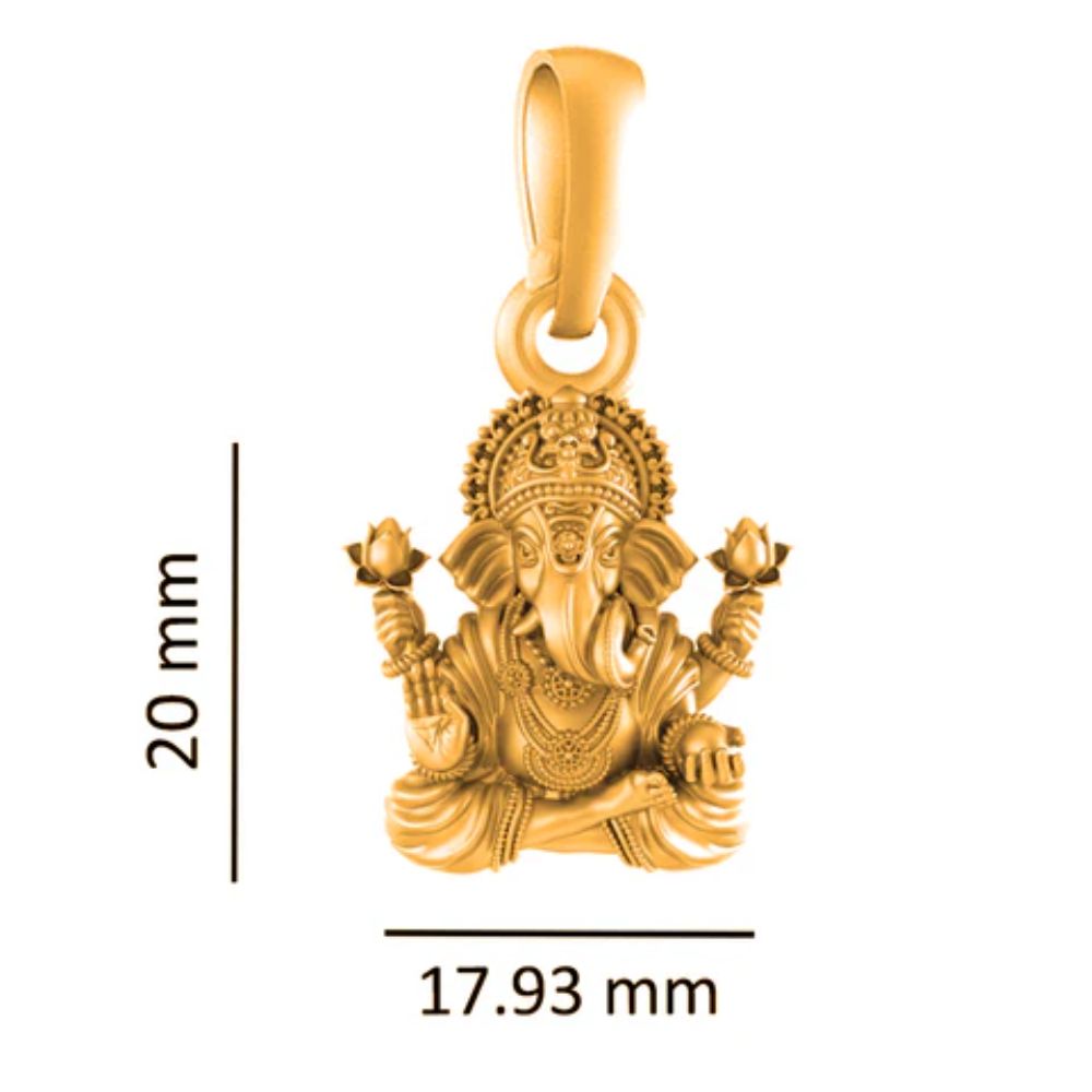22KT Gold Plated Sterling Silver (92.5% Purity) Pure Silver God Ganesha Chain Pendant (Locket with Anchor Chain-22 inches) for Men & Women