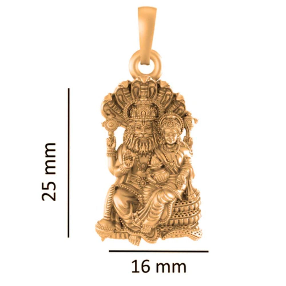 22 CT Gold Plated Silver (92.5% purity) God Laxmi Narsimha Pendant for Men and Women