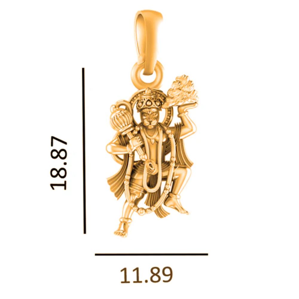 22 CT Gold Plated Silver (92.5% purity)God Hanuman/Bajrang Bali Pendant for Men