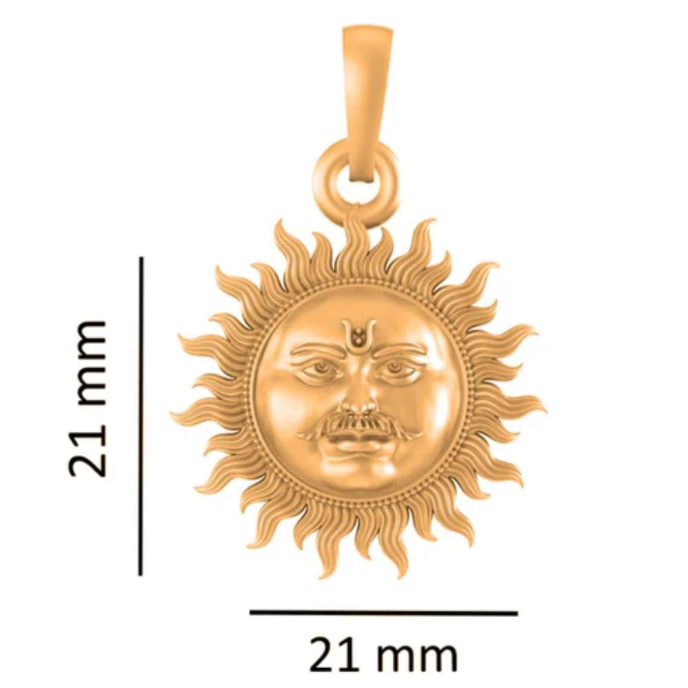 22 CT Gold Plated Silver (92.5% purity) Divine God Sun Pendant for Men and Women