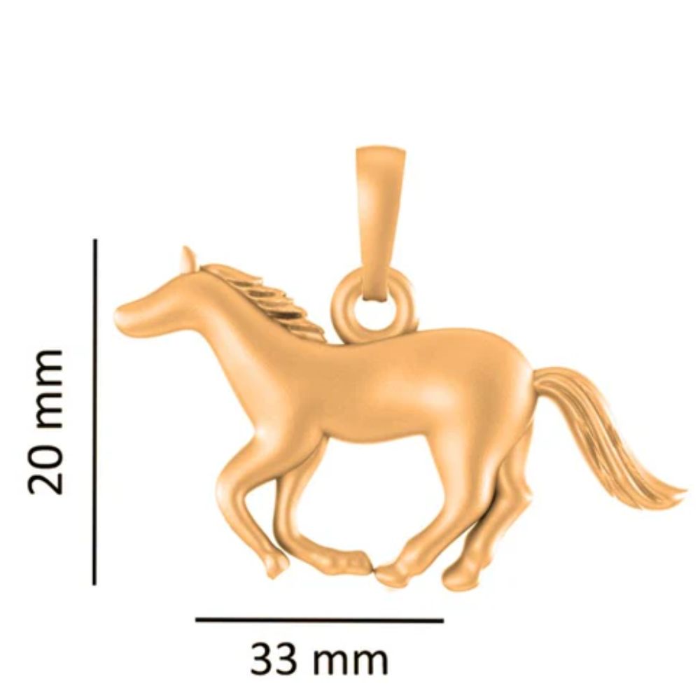 22 CT Gold Plated Silver (92.5% purity) Strength Symbolic Horse Pendant for Men and Women