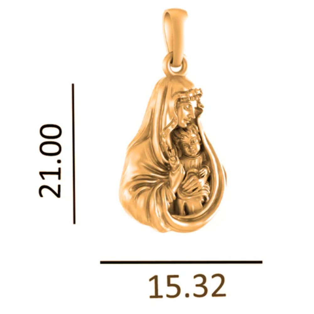22 CT Gold Plated Silver (92.5% purity) God Mother Mary Pendant for Men and Women