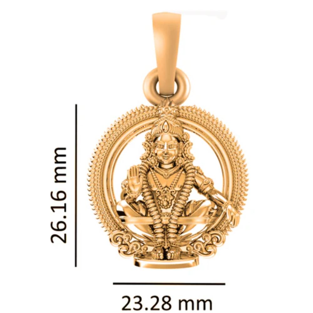 22 CT Gold Plated Silver (92.5% purity) God Ayyappa (Big Size) Pendant for Men and Women