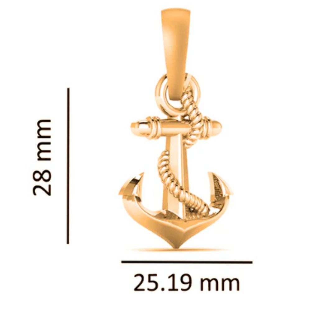 22 CT Gold Plated Silver (92.5% purity) Ship Anchor Pendant (Big Size) for Men and Women