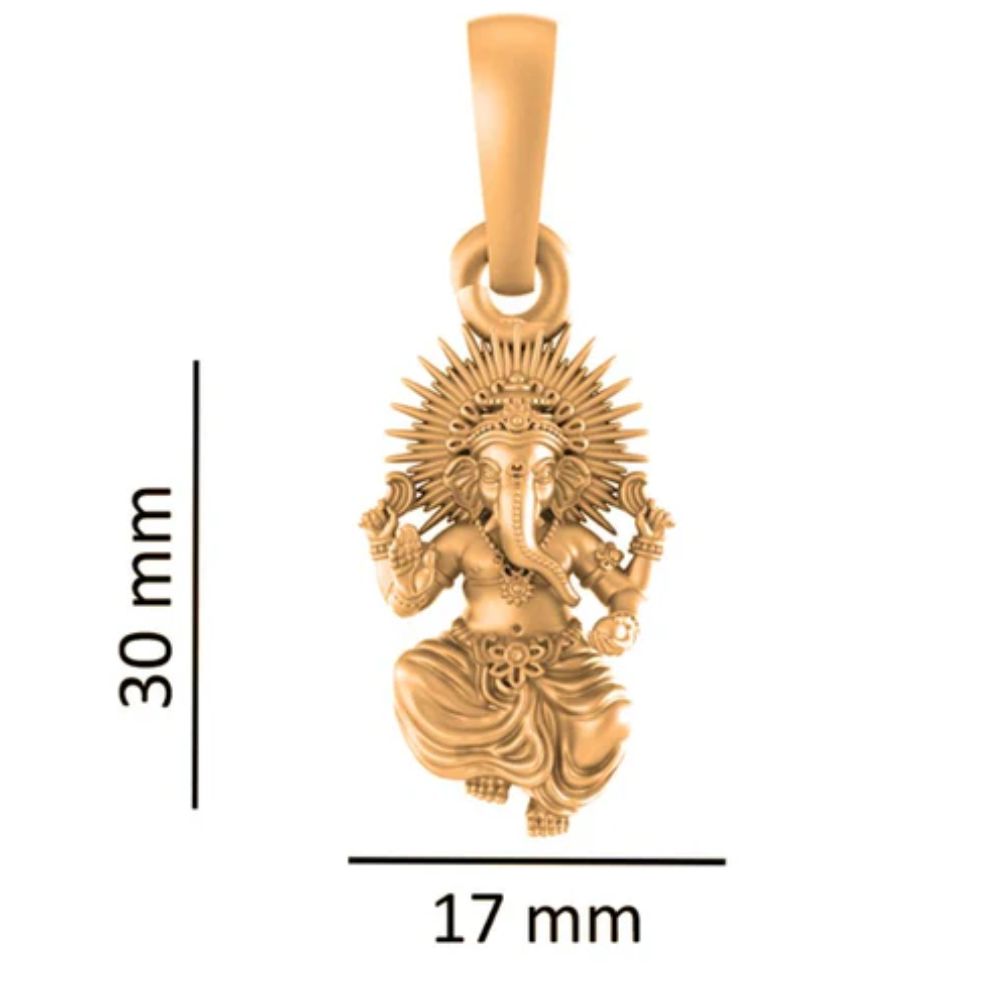 22 CT Gold Plated Silver (92.5% purity) God Ganesh Pendant (Big Size) for Men and Women