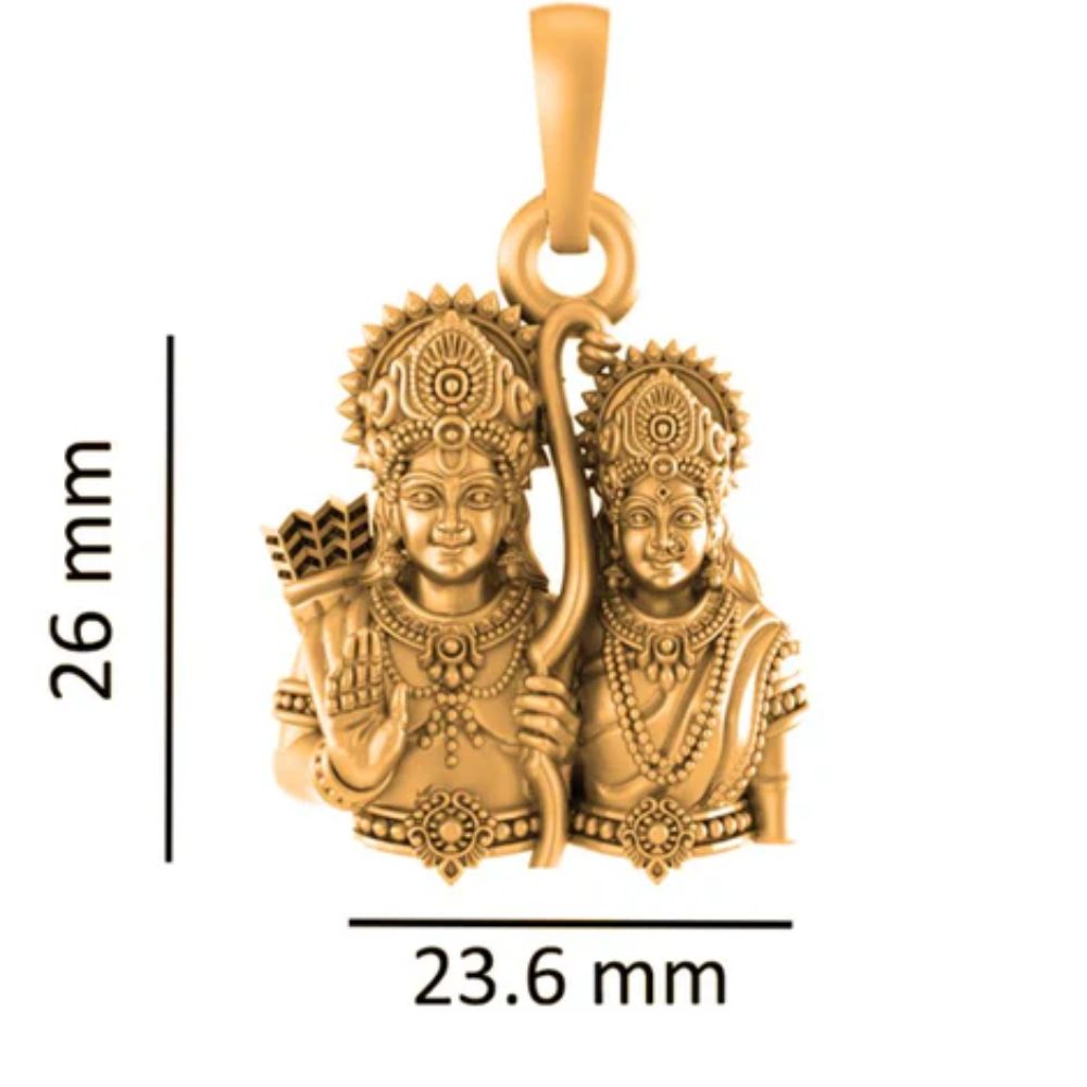 22 CT Gold Plated Silver (92.5% purity) God Ram and Maa Sita (Big Size) Pendant for Men and Women