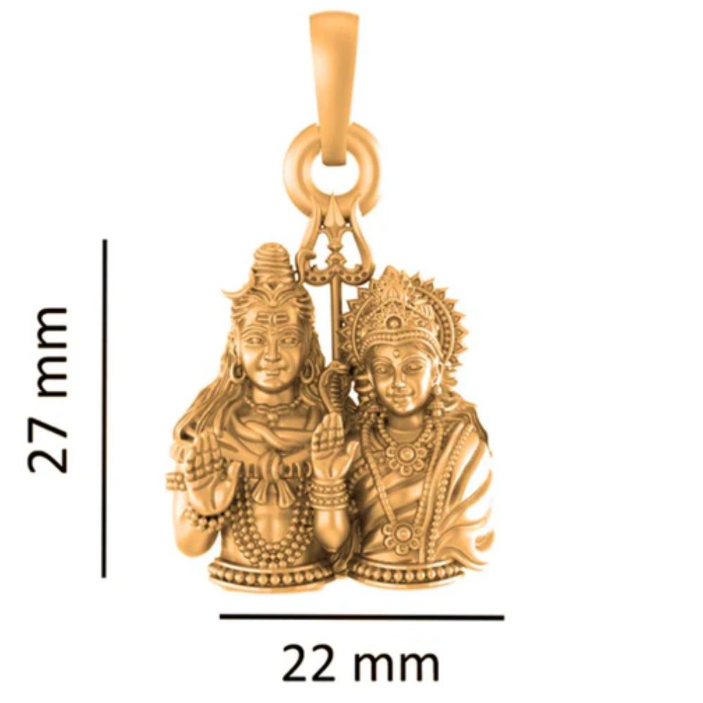 22 CT Gold Plated Silver (92.5% purity) God Shiv Parvati Pendant (Big Size) for Men and Women