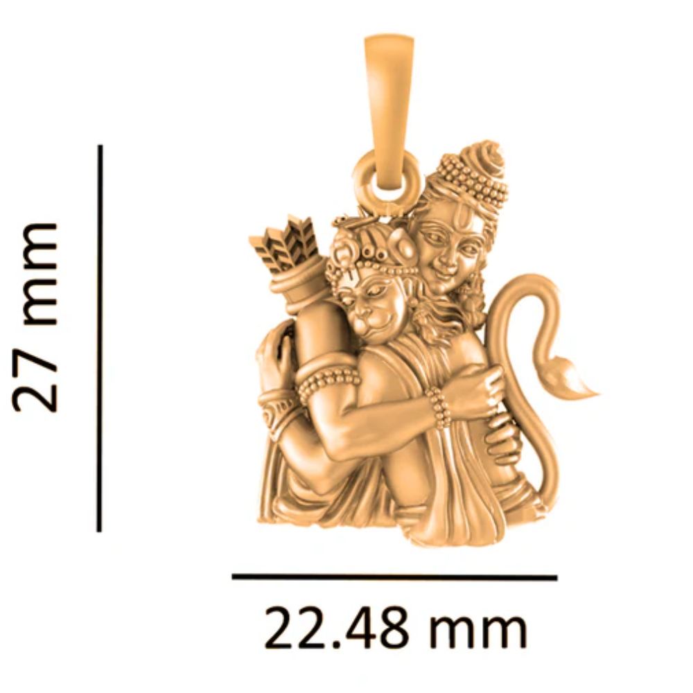 22 CT Gold Plated Silver (92.5% purity) God Hanuman/Bajrang Bali (Big Size) Pendant for Men
