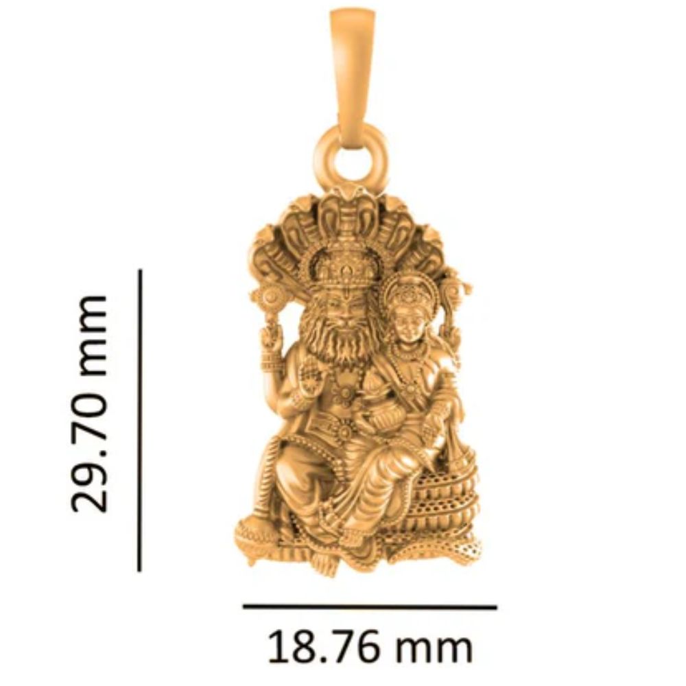 22 CT Gold Plated Silver (92.5% purity) God Laxmi Narsimha Pendant (Big Size) for Men and Women